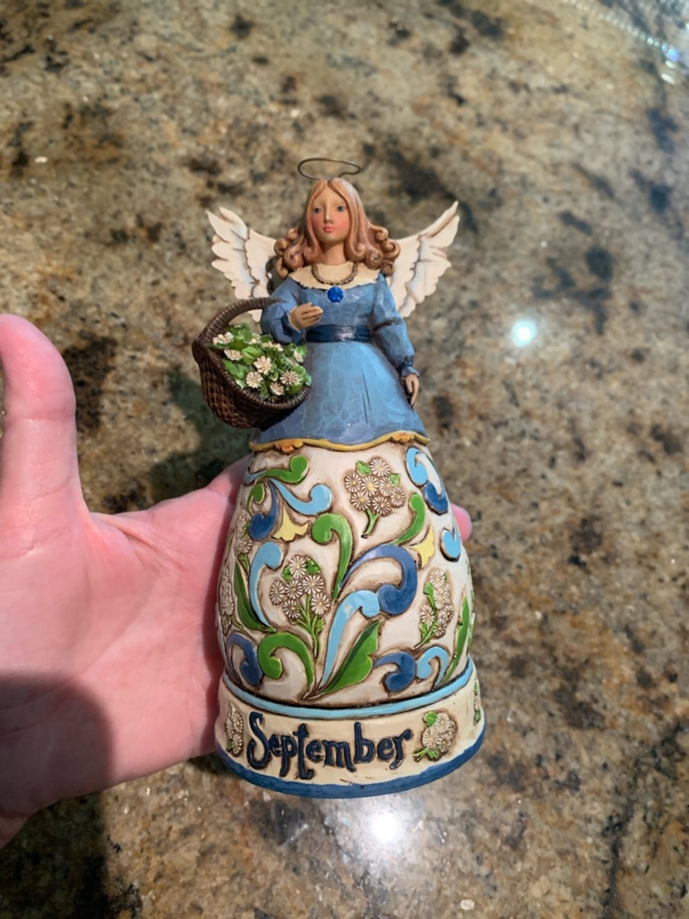 2008 Jim Shore Heartwood Creek September Aster Flower Sapphire 6.5".